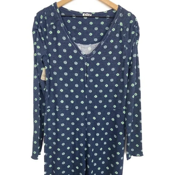 NWT Free People Intimately Home Alone Thermal Long John, Deep Navy - Size M